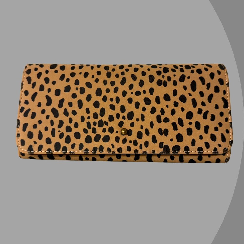 Leopard Print Clutch Wallet Faux Leather